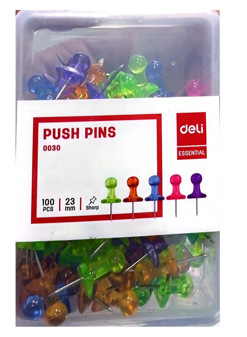 Deli 100-Piece Push Pin Set Multicolour - Image 1