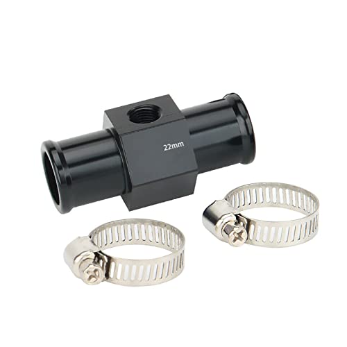 BAGARAATAN Black Aluminum Water Temp Meter Temperature Gauge Joint Pipe Radiator Sensor Adaptor Attachment Hose Clamps 22mm - Image 1