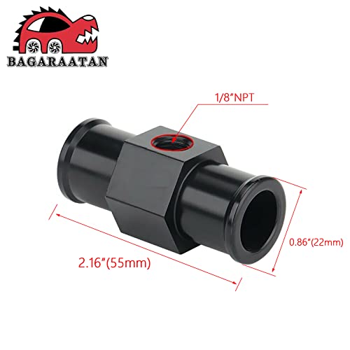 BAGARAATAN Black Aluminum Water Temp Meter Temperature Gauge Joint Pipe Radiator Sensor Adaptor Attachment Hose Clamps 22mm - Image 2