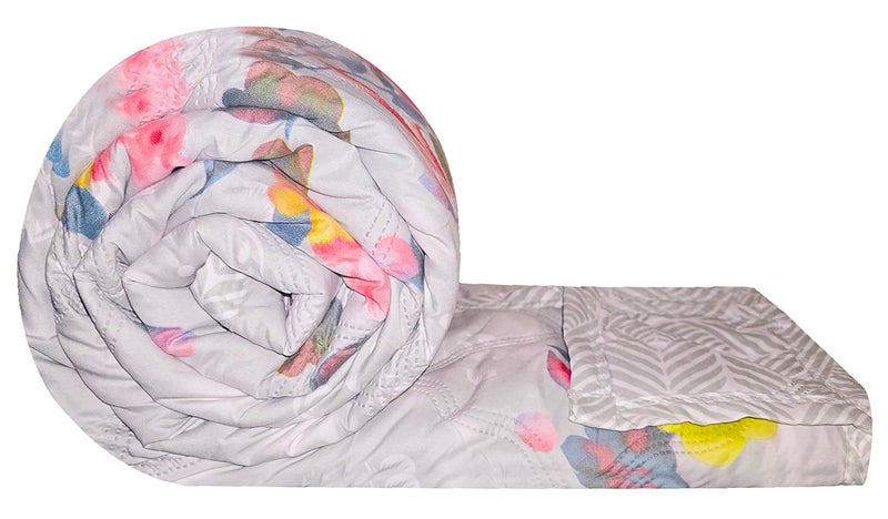 Fancy Walas Dohar Double Bed 100% Cotton Blankets for Summer | Grey Color | 90x100 Inch, 150GSM Ac Comforter and Cooling Blankets for Summer | Classic Printed Design | Quilt | Ideal for Gifting - Image 1