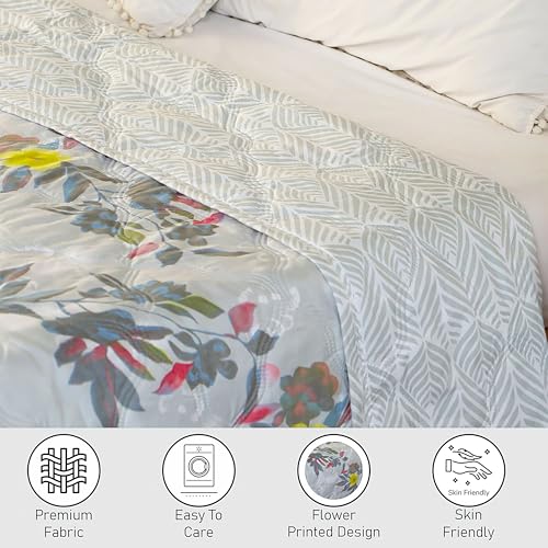 Fancy Walas Dohar Double Bed 100% Cotton Blankets for Summer | Grey Color | 90x100 Inch, 150GSM Ac Comforter and Cooling Blankets for Summer | Classic Printed Design | Quilt | Ideal for Gifting - Image 3