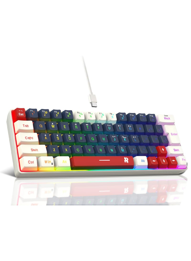 Rock Pow 60% Wired Gaming Keyboard, RGB Backlit Ultra-Compact Mini Keyboard, Waterproof Small Compact 63 Keys Keyboard for PC/Mac Gamer, Typist, Travel, Easy to Carry on Business Trip WBR  - Image 3