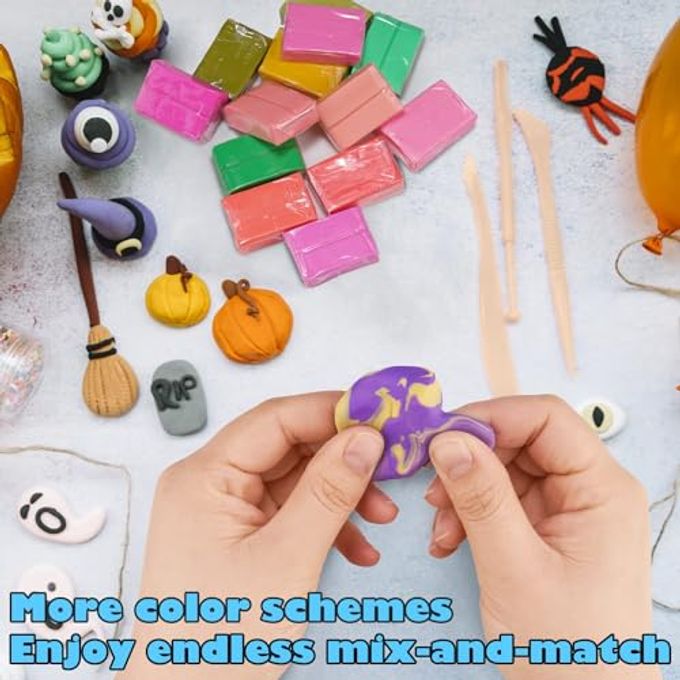 Tomorotec 100PCS Polymer Clay Value Pack 82 Colors in Bulk Small Blocks Starter Kit with Tools, Individually Wrapped Oven Modeling Clay, Molding DIY Clay, Baking Clay for Sculpting for Kids Beginner - Image 3