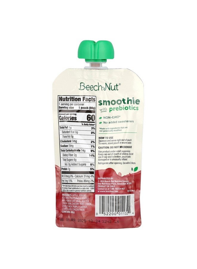 Beech-Nut Smoothie with Prebiotics, Apple Cherry Kiwi Purple Carrot & Yogurt, 3.5oz pouch - Image 2