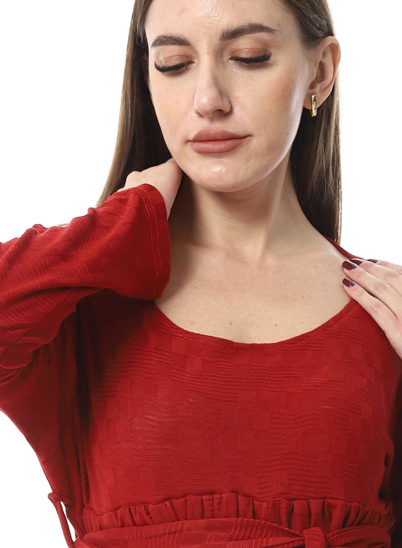 سيزار بلوزة حريمي بأكمام طويلة ورباط من الخصر - Image 3