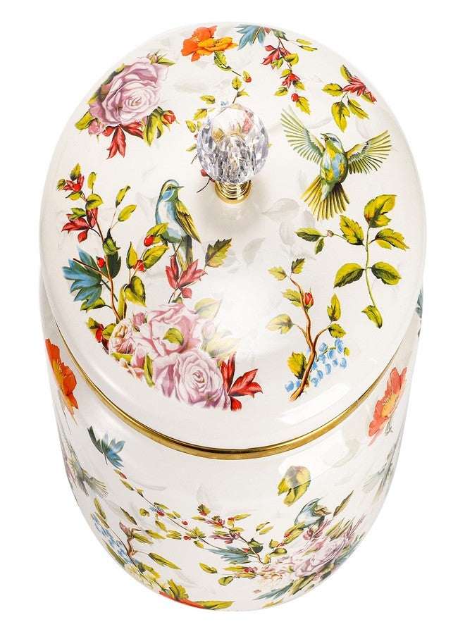 Elsjoy Vintage Enamel Canister with Lid, 81 oz Large Enamel Storage Container Floral Ceramic Cookie Jar, Farmhouse Ceramic Kitchen Canister for Sugar, Tea, Candy - Image 5