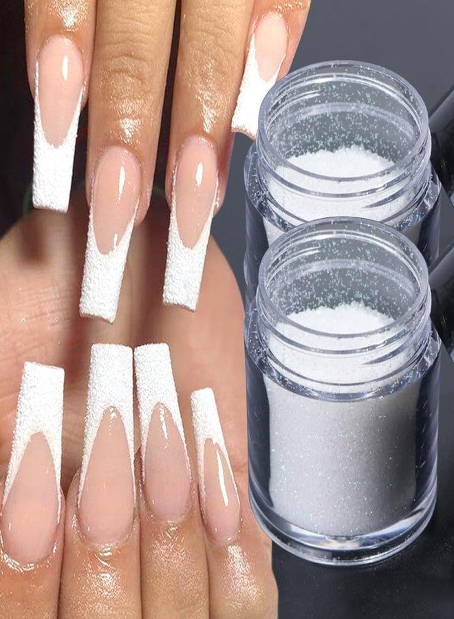 Bellecrey 2Jars 0.2mm Shimmer White Rainbow White Iridescent Ultra Fine Gold Glitter Dust Glitter Fine Holographic Ultra Iridescent Accessories Diamond Pure White Dust Nails Art Decorations - Image 1