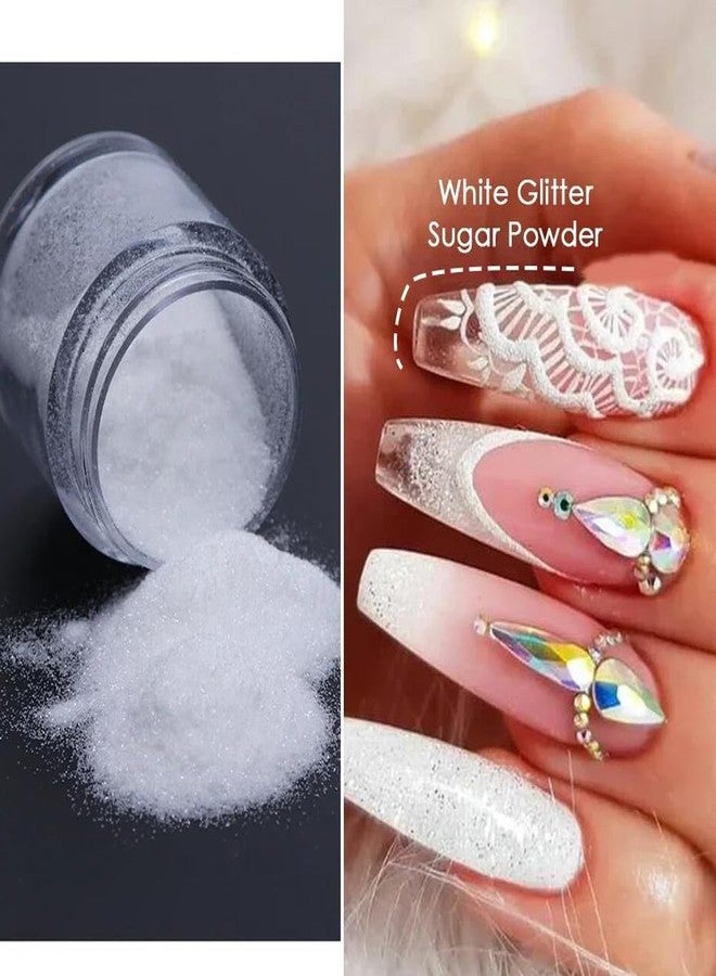 Bellecrey 2Jars 0.2mm Shimmer White Rainbow White Iridescent Ultra Fine Gold Glitter Dust Glitter Fine Holographic Ultra Iridescent Accessories Diamond Pure White Dust Nails Art Decorations - Image 4