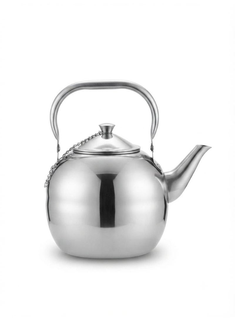 A stylish stainless steel teapot with a tight-fitting lid and comfortable handle. - Image 1