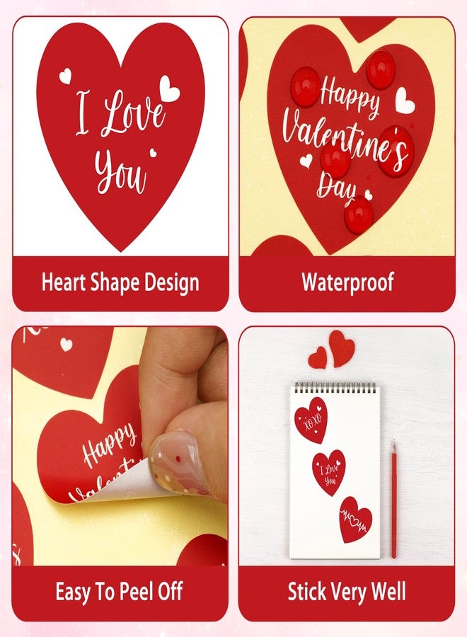 Anwyll Valentines Day Heart Stickers,Happy Valentines Day Gift Stickers,480Pcs 1.5Inch Red I Love You Stickers for Adult Kid,Self-Adhesive Sweet Love Stickers,Be Mine Heart Stickers for Envelope Seal - Image 3