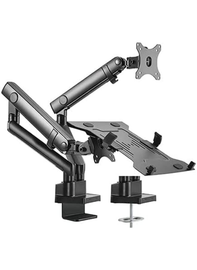 Hamood - Aluminum Slim Spring Assited Monitor Arm With Laptop Holder Fit Screen Size 7 Inch 32 Inch Tilt Range Plus 90 ~ 90 Swivel Range Plus 90 ~ 90 Screen Rotation Plus 90 ~ 90 Ham 116 - Image 1
