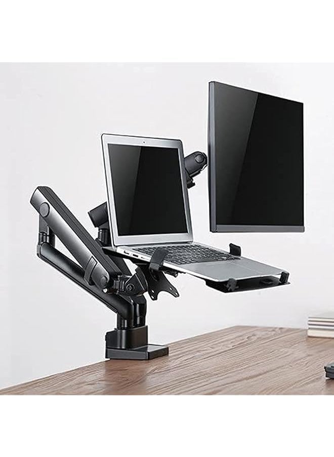 Hamood - Aluminum Slim Spring Assited Monitor Arm With Laptop Holder Fit Screen Size 7 Inch 32 Inch Tilt Range Plus 90 ~ 90 Swivel Range Plus 90 ~ 90 Screen Rotation Plus 90 ~ 90 Ham 116 - Image 1