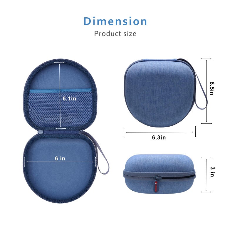 XANAD Headphone Headset Case Compatible with Beats/JBL/JLab/TOZO/BERIBES/Picun/KVIDIO Noise Cancelling Over-Ear Foldable Headphones(Blue) - Image 3