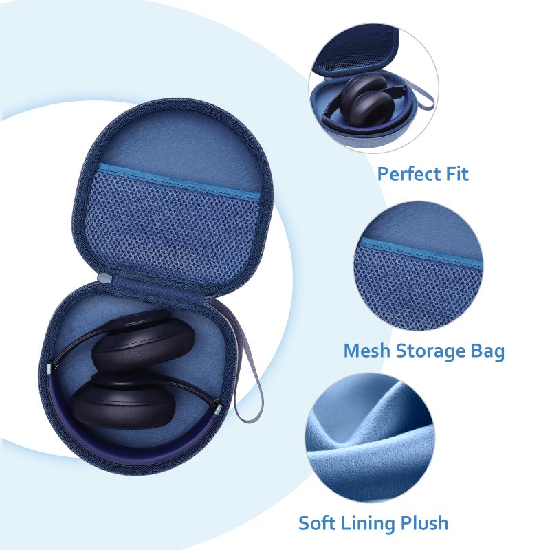 XANAD Headphone Headset Case Compatible with Beats/JBL/JLab/TOZO/BERIBES/Picun/KVIDIO Noise Cancelling Over-Ear Foldable Headphones(Blue) - Image 2