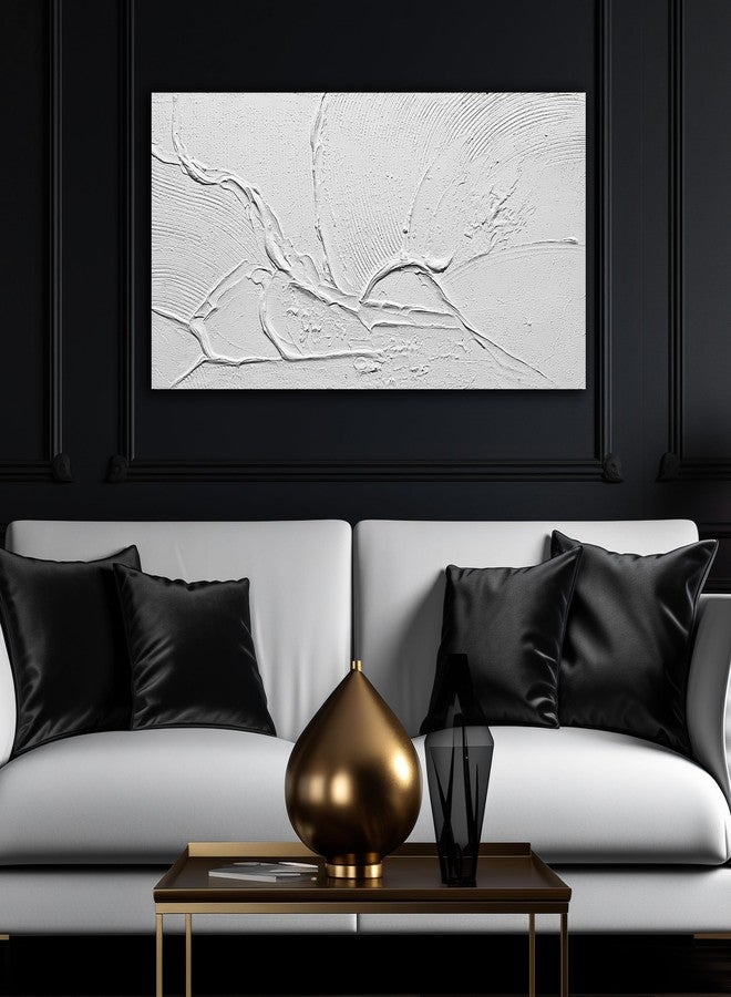 THRLVEART Abstract Canvas Wall Art For Kitchen Minimalist Hand Painted Wall Art For Bedroom White Wall Decor For Living Room Size 20 x 40 Inch - Image 3