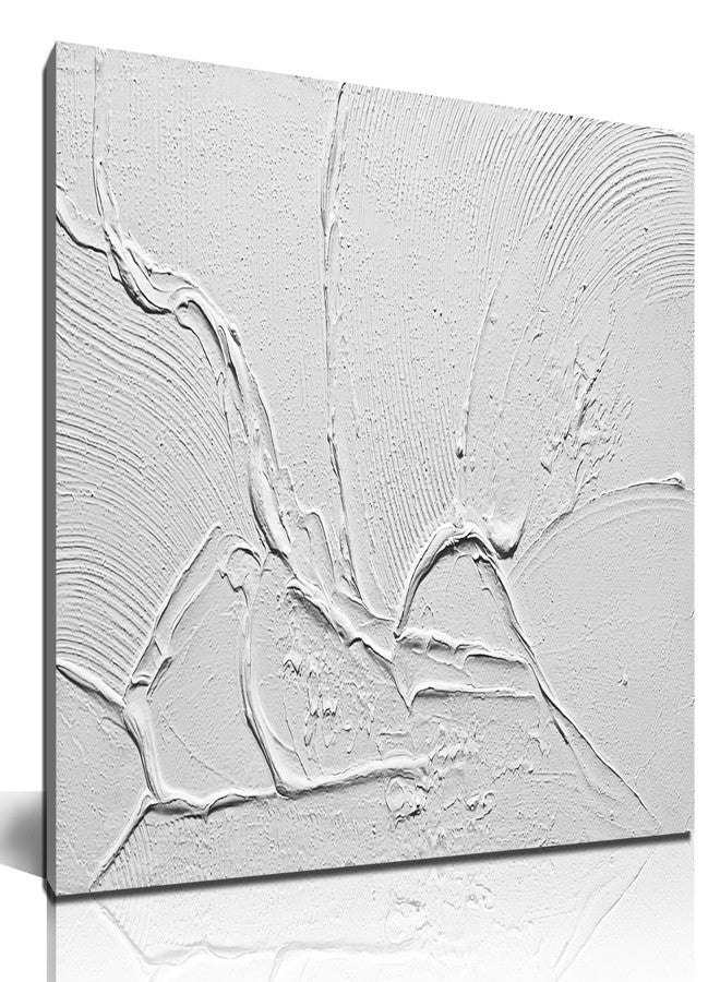 THRLVEART Abstract Canvas Wall Art For Kitchen Minimalist Hand Painted Wall Art For Bedroom White Wall Decor For Living Room Size 20 x 40 Inch - Image 1