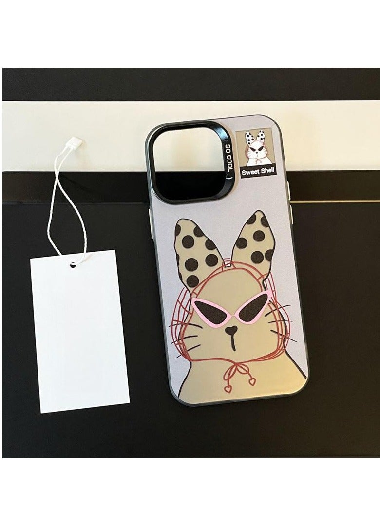 NIBEMINENT Cool Animals Protective TPU Case Cover For iPhone 17, Polka Dot Hollowed Out Sunglasses Rabbit