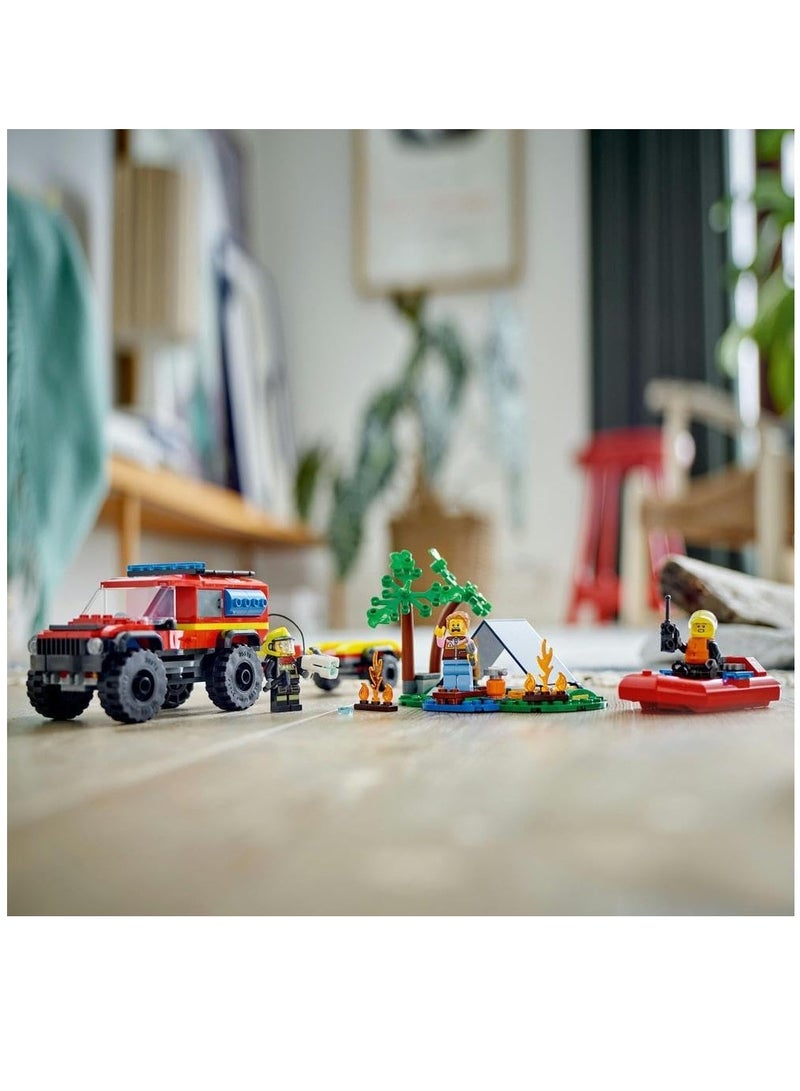LEGO Lego City 4x4 Fire Truck With Rescue Boat 60412 Building Blocks Toy Car Set (301 Pieces)  - Image 5