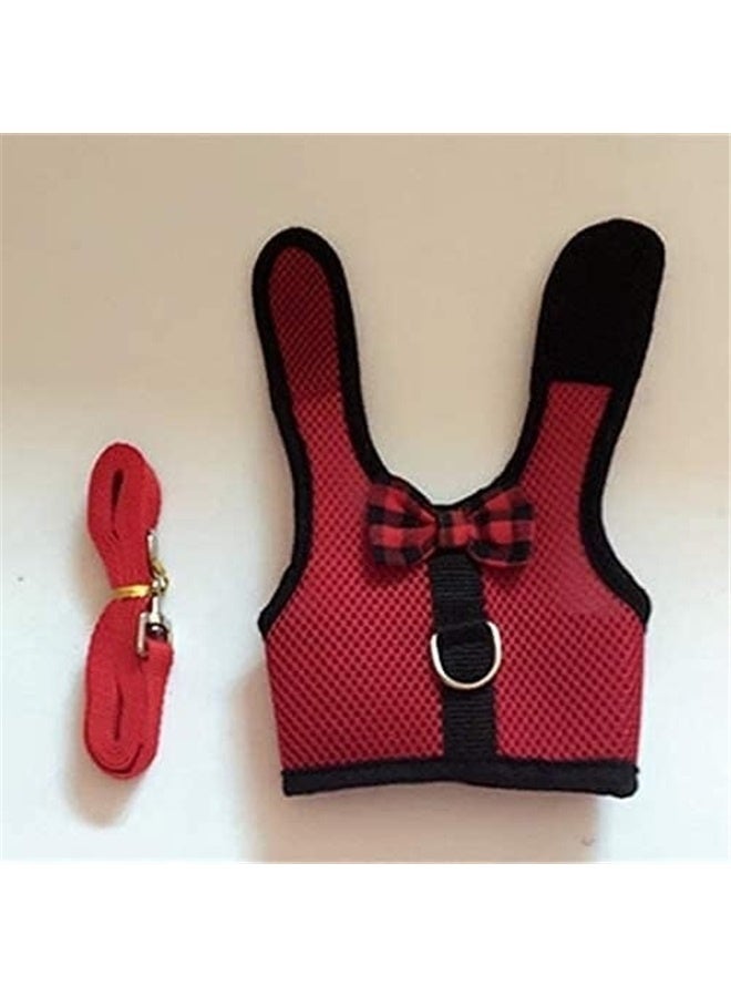 4pcs Multipurpose Rabbits Hamster Vest Harness with Leash Bunny Mesh Chest Strap Harnesses   Small Animals (L) - Image 4