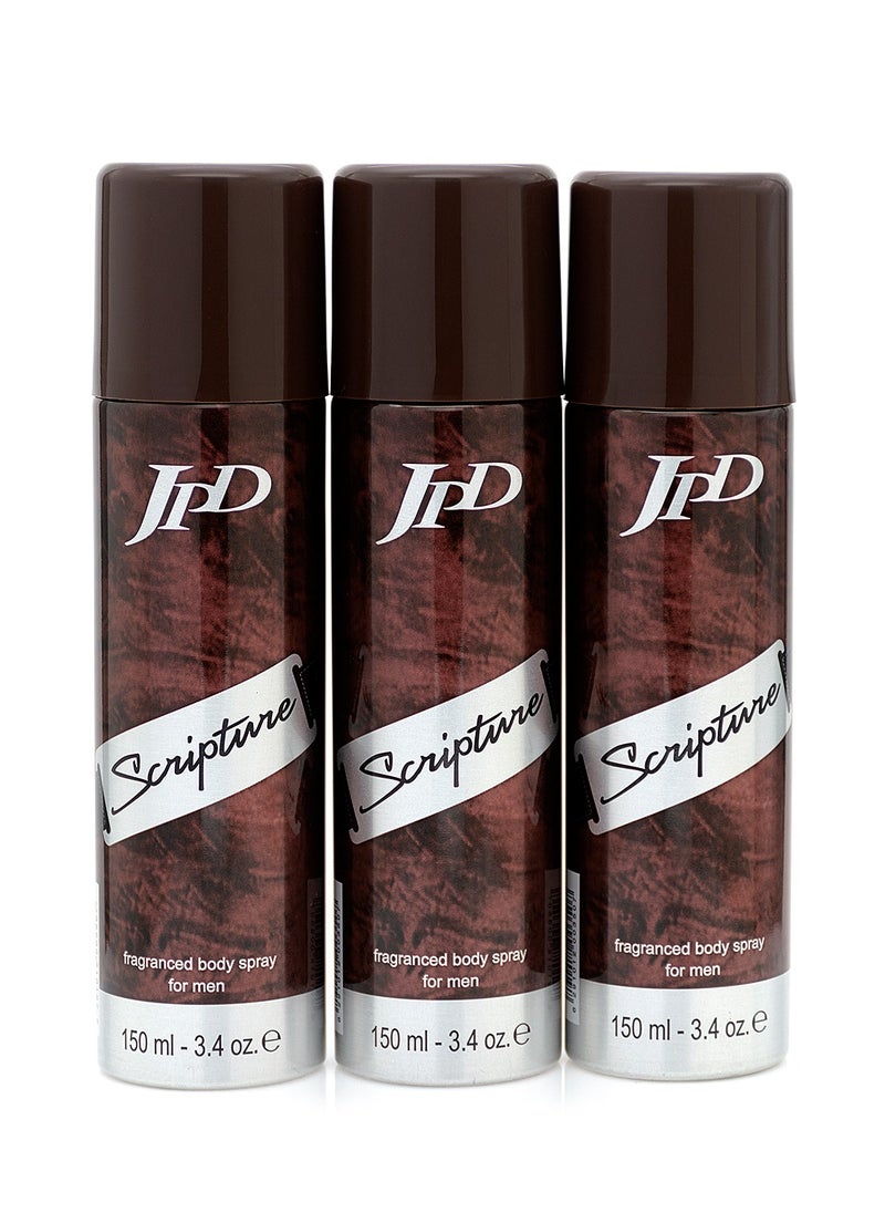 Jean Paul Dupont Scripture 3Pcs Promo Pack Body Spray For Men 150ml  - Image 3