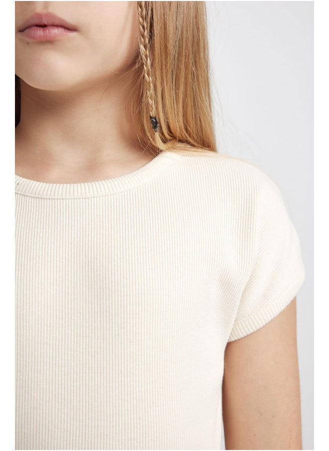 DeFacto Girl Slim Fit Knitted Short Sleeve Body  - Image 5