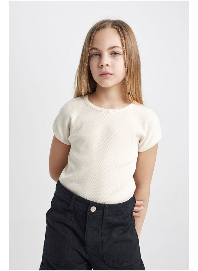 DeFacto Girl Slim Fit Knitted Short Sleeve Body  - Image 2