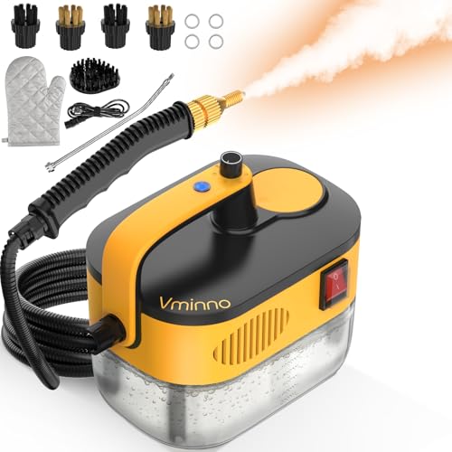 Vminno Heavy Duty Steam Cleaner for Home, Fast Heating & 1.2L Tank, 6-Level Adjustable Pressurized Portable Steamer for Cleaning with 11 Accessories for Grout, Tile, Floor, Car and More(Yellow) - Image 1