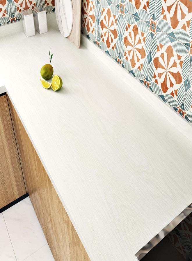 WESTICK White Wood Contact Paper Peel and Stick Wallpaper Light Wood Grain Contact Paper for Countertops Waterproof Self Adhesive Beige Wooden Vinyl Wallpaper for Cabinets Kitchen Tables 17.7"x120" - Image 2