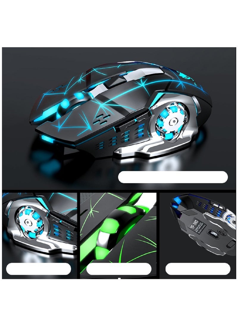 T-WOLF - 104 Key Wired Keyboard Mouse Combo Cool Rainbow Color Backlight Retro Punk Style Suspended Keycaps For Office Pc Gaming - Image 1
