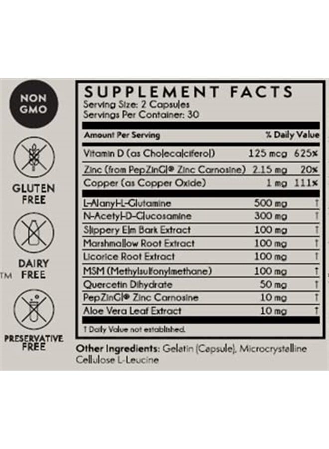 Terra Origin Healthy Gut Capsules with Vitamin D | 60 Capsules | Digestive Support, intestinal Permeability, IBS, Bloating, Gas and Constipation* 30 Servings/60 Capsules - Image 2