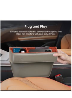 Brave Premium Car Seat Gap Organizer, Multifunctional Car Organizer and Storage Box PU Leather Car Organizers and Storage Automotive Accessories for Holding Phone, Sunglasses, Key, Cards, Wallets- Grey  - Image 5