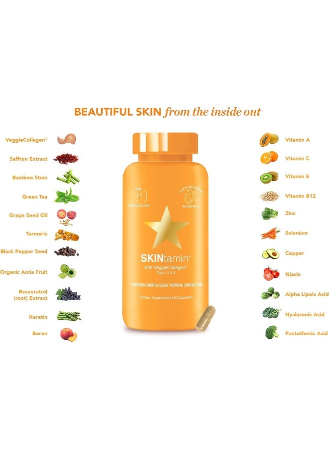 HAIRTAMIN Skintamin With Veggie Collagen Dietary Supplement, 30 Capsules - Image 4