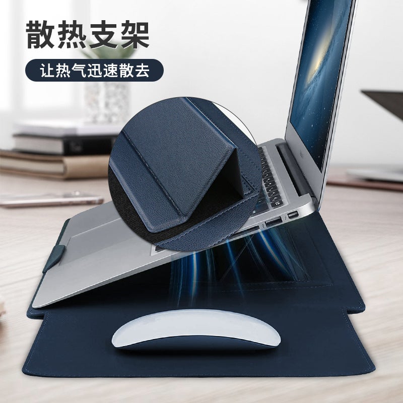 [Thickened Leather] Suitable For Apple Huawei 14Inch Laptop Sleeve Lenovo 13.3Inch Stand Computer Bag - Image 5