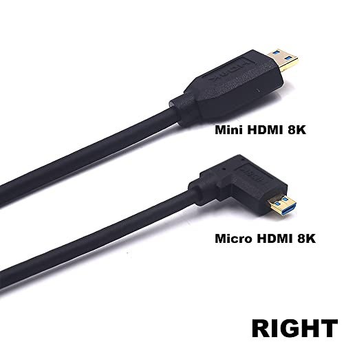 Kework 4ft Micro HDMI to Mini HDMI 8K@60Hz Coiled Cable, Right Angle Micro HDMI 2.1 Male to Mini HDMI 2.1 Male Adapter Spiral Spring Shield Cord, 48Gbps High Speed, Ultra HD, Dynamic HDR - Image 2