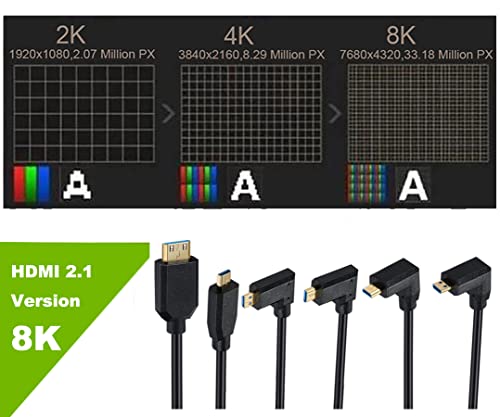 Kework 4ft Micro HDMI to Mini HDMI 8K@60Hz Coiled Cable, Right Angle Micro HDMI 2.1 Male to Mini HDMI 2.1 Male Adapter Spiral Spring Shield Cord, 48Gbps High Speed, Ultra HD, Dynamic HDR - Image 5