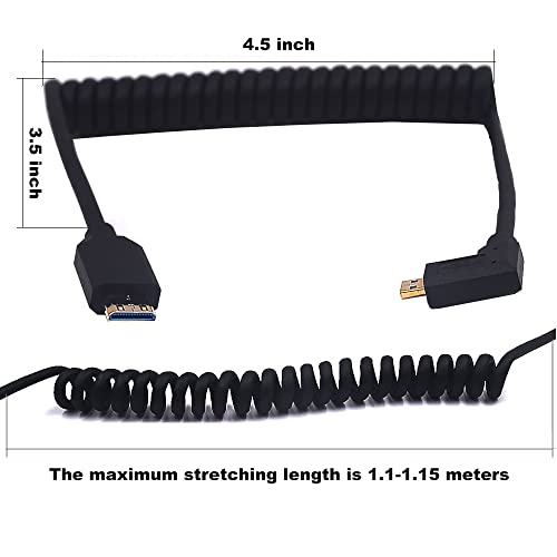 Kework 4ft Micro HDMI to Mini HDMI 8K@60Hz Coiled Cable, Right Angle Micro HDMI 2.1 Male to Mini HDMI 2.1 Male Adapter Spiral Spring Shield Cord, 48Gbps High Speed, Ultra HD, Dynamic HDR - Image 3