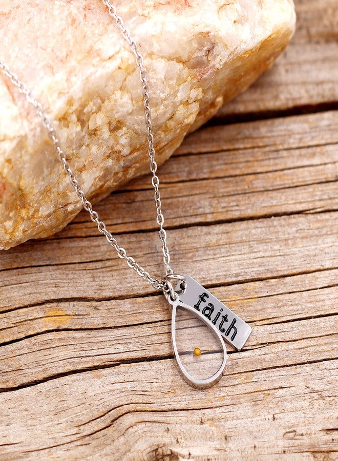 Uloveido Inspirational Faith Mustard Seed Necklace Big Teardop Pendant Adjustable Chain Christian Jewelry Gifts for Her Y1030 (big-drop) - Image 5