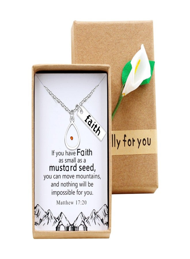 Uloveido Inspirational Faith Mustard Seed Necklace Big Teardop Pendant Adjustable Chain Christian Jewelry Gifts for Her Y1030 (big-drop) - Image 2