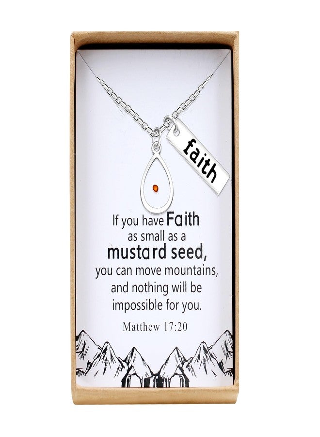 Uloveido Inspirational Faith Mustard Seed Necklace Big Teardop Pendant Adjustable Chain Christian Jewelry Gifts for Her Y1030 (big-drop) - Image 1