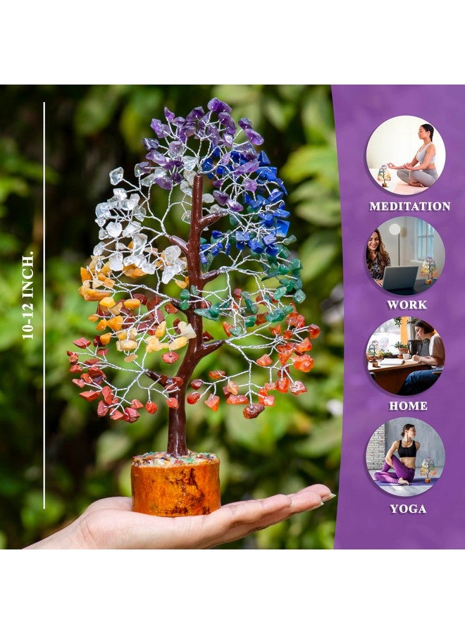 HindCraft Crystal Tree - Showpiece for Home Decor - Feng Shui Seven Chakra Tree - Money Tree - Marriage Gift Items - Antique Home Decor - 10-12 Inch (Mix Chakra Tree (Silver Wire)) - Image 2