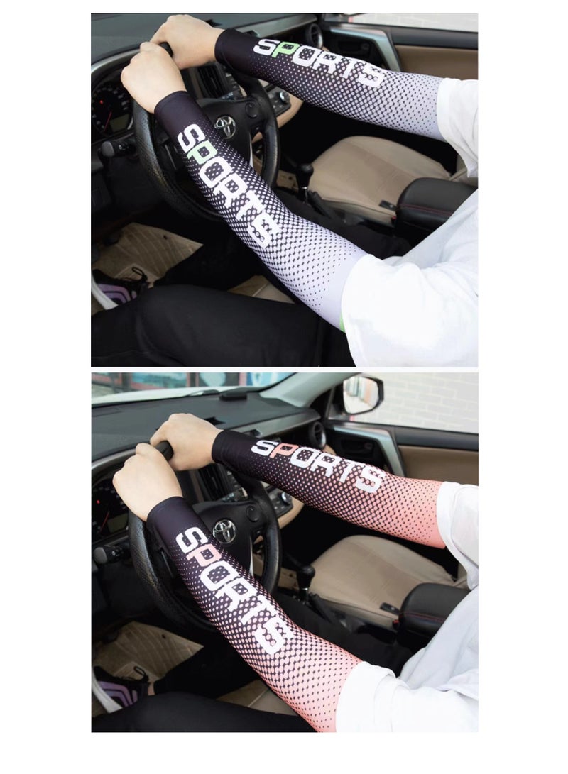 Generic Ice Silk Sunscreen Sleeves UV Sunscreen Arm Sleeves Suits Non-Slip Men's Women's Long Gloves Outdoor Cool Sports Driving Cycling Arm Cover - Image 2