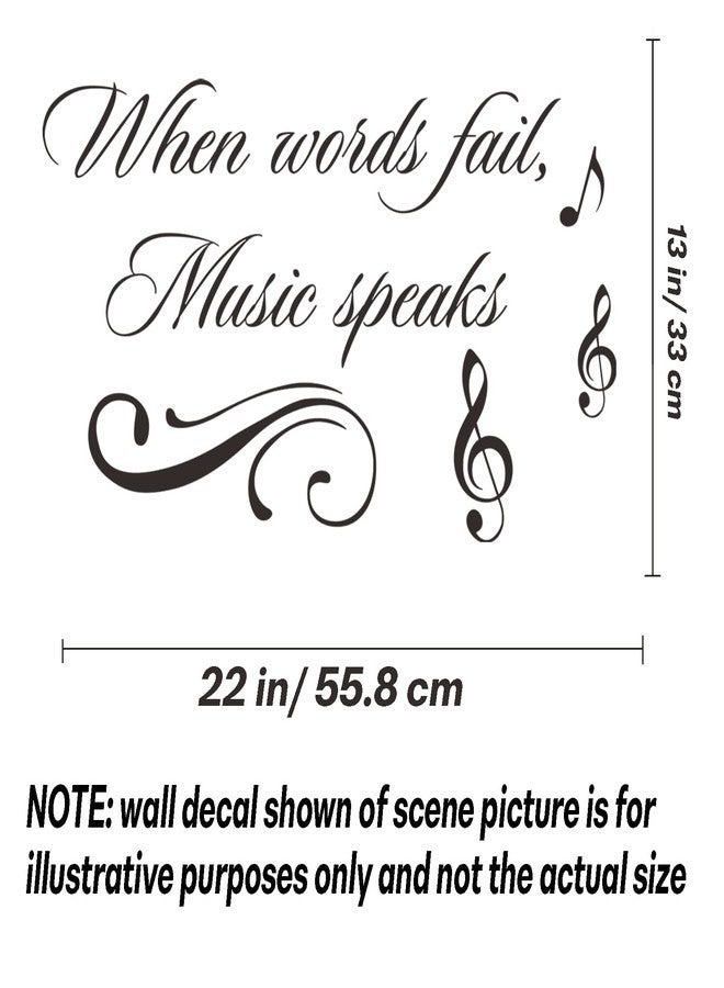 thovorrnl Music Wall Decals Decor Inspirational Quotes When Words Fail, Music Speaks Vinyl Wall Art Stickers Mural for Music Room Living Room Bedroom Home Decoration - Image 2