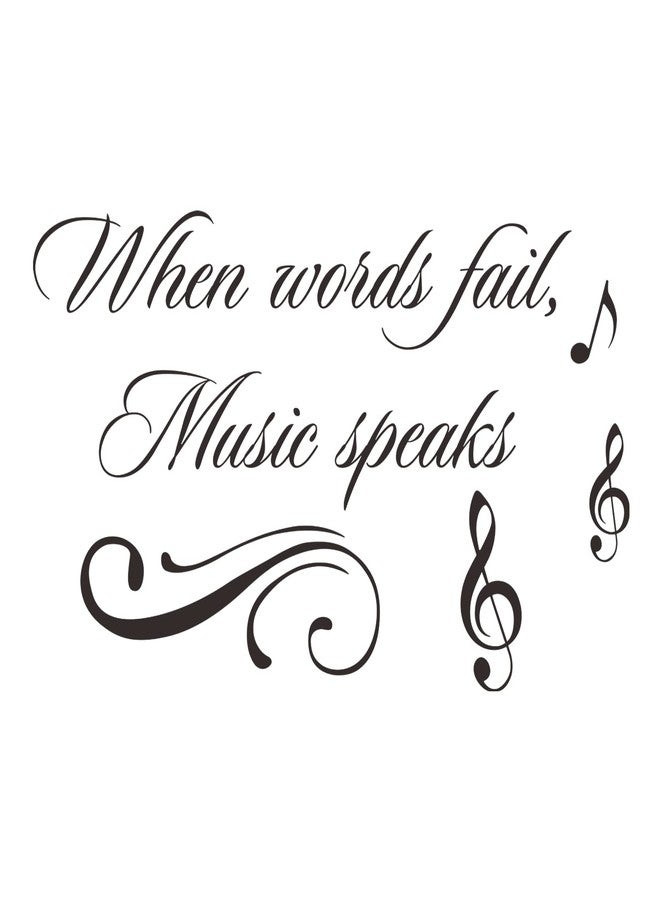 thovorrnl Music Wall Decals Decor Inspirational Quotes When Words Fail, Music Speaks Vinyl Wall Art Stickers Mural for Music Room Living Room Bedroom Home Decoration - Image 1