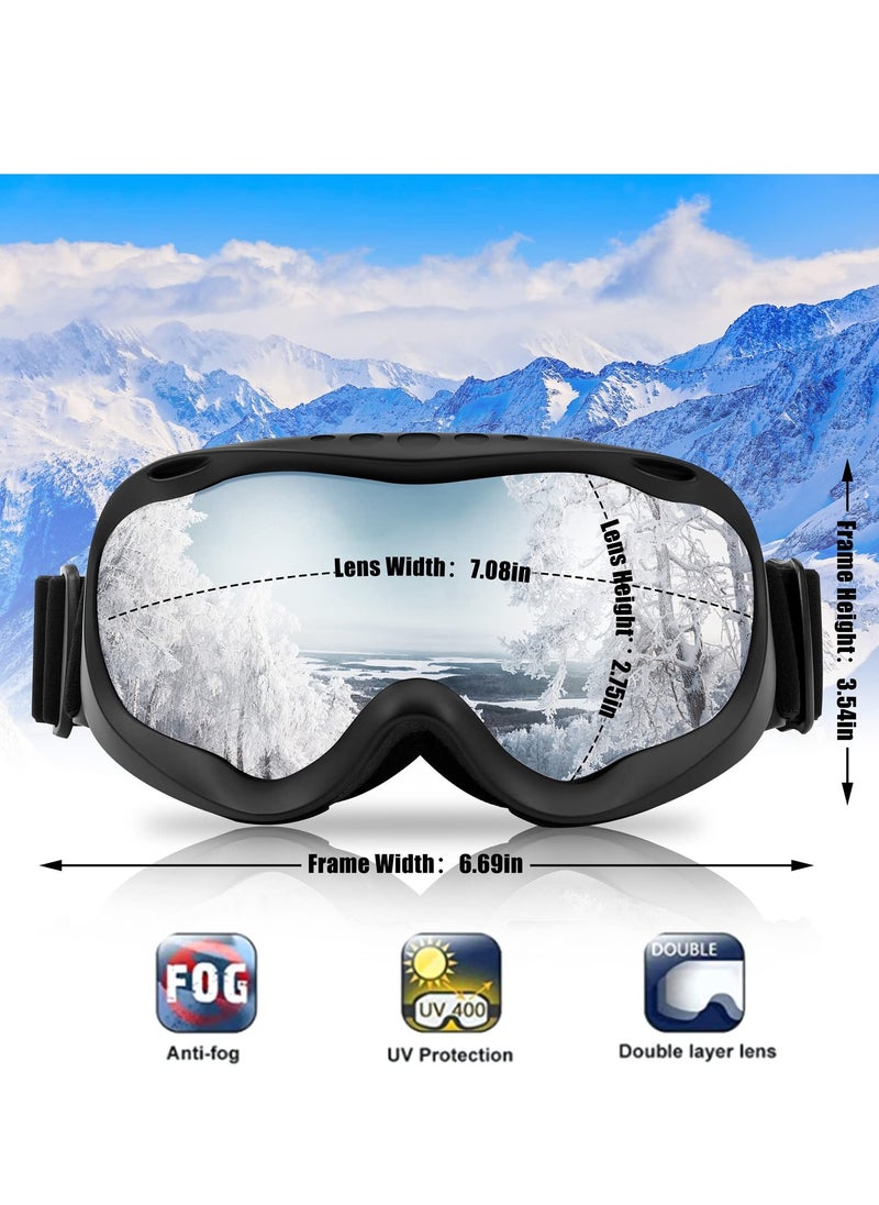SYOSI Sports Ski Goggles, Snowboard Anti-Fog Mirrored Snow Goggles OTG UV Protection Foam Anti-Scratch Dustproof for Women Men Youth  - Image 2