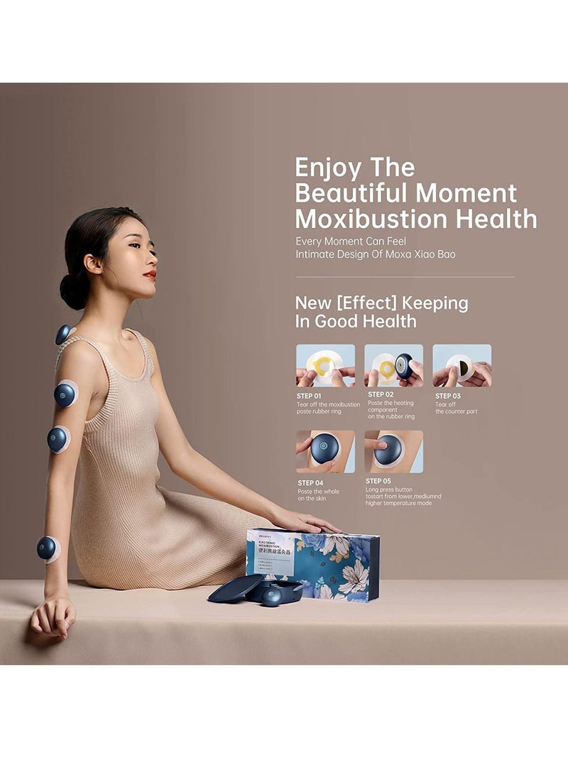 SYOSI Electric Heating Moxibustion Patch,5 Pack, Mugwort Sticker, Wireless Charging Portable Hot Stones Massage Set with Warmer, Smokeless and Fireless - Image 2