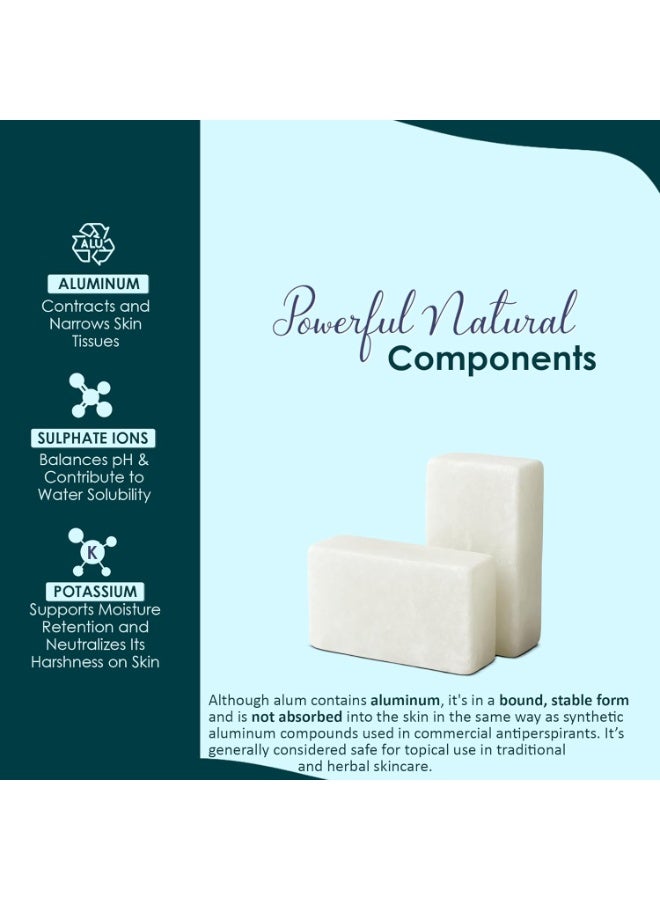 minature Pure Alum Bar Pack of 6 (100g*6) |Natural Phitkari Block |Potassium Alum Stone |Shaving Bar |Skin Astringent |Water Clarifier |Odor Control - Image 2