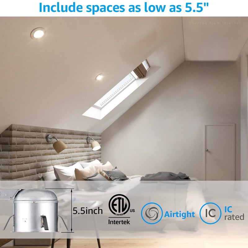 TORCHSTAR 8 Pack 6 Inch Remodel Recessed Lighting Housing, Shallow IC Rated AirTight 120-277V Can, Max 20W Compatible, TP24 Connector, ETL Listed, Damp Location - Image 3