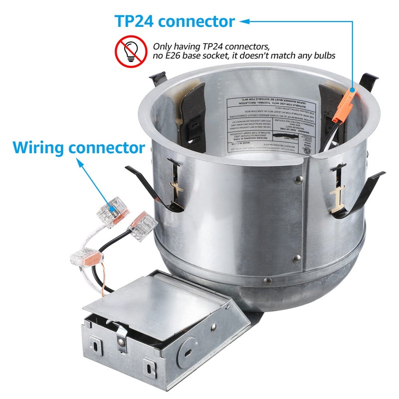 TORCHSTAR 8 Pack 6 Inch Remodel Recessed Lighting Housing, Shallow IC Rated AirTight 120-277V Can, Max 20W Compatible, TP24 Connector, ETL Listed, Damp Location - Image 5