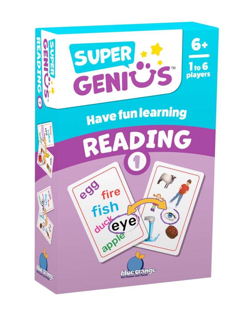 Blue Orange Super Genius Reading 1 Tabletop Card Game Fun Flash Card Concentration Matching Game for Kids Ages 6 16 Players Teacher Approved Build Your Vocabulary Games - Image 4