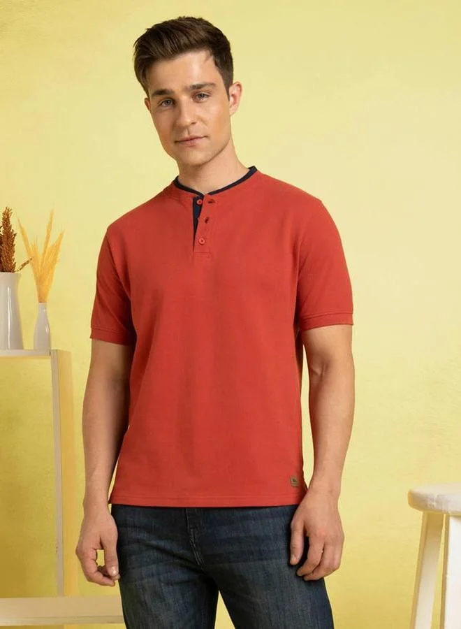 Dennis Lingo Dennis lingo Cotton Regular Fit Henley Neck T-Shirts